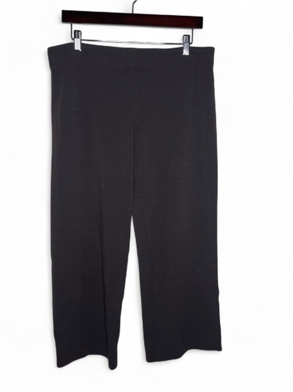 Eileen Fisher Viscose Wool Knit Pull On Straight Leg Cropped Pant in Brown